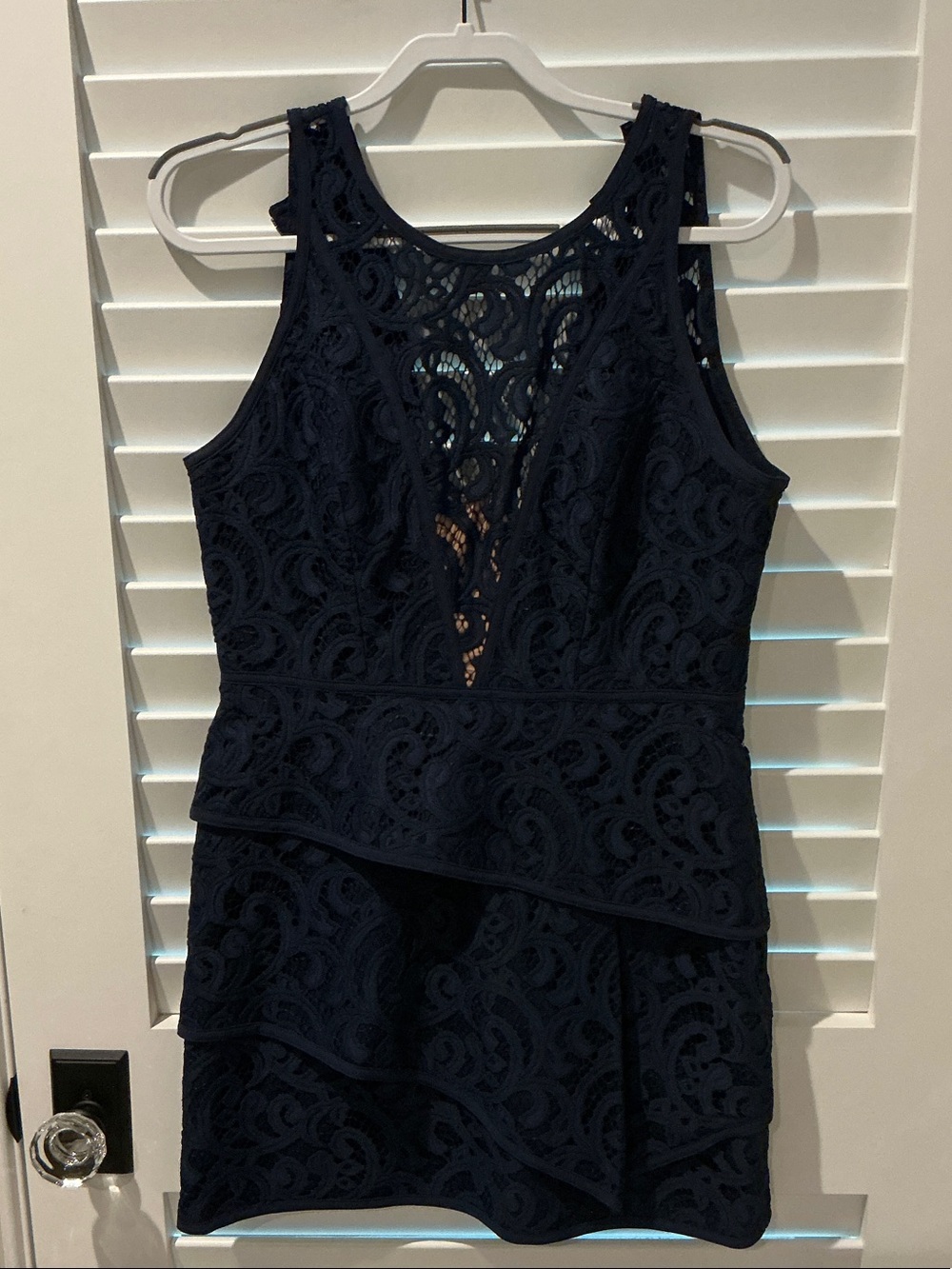 Women's BCBG Navy Lace Tiered Sleeveless Dress NWT